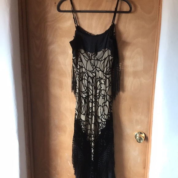 AUTHENTIC VINTAGE 90S VELVET BURNOUT DRESS SHEER LACE FRINGE GRUNGE GOTH S - Picture 9 of 9
